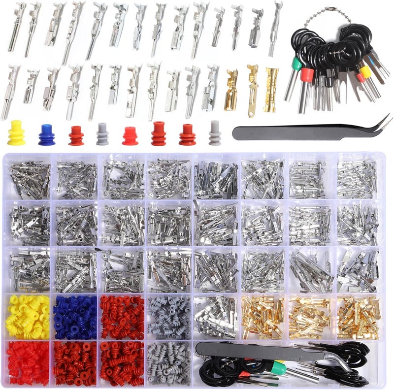 shengbowi Connector Pins Kit Crimped Terminal Pin Automotive Car Electrical 1/1.5/1.8/2.2/2.3/2.5/2.8/3.5mm Male&Female Wire Seals Removal Tool kit Motorcycle ATV Wire Non-Insulated Plug Crimp Set - Image 1